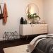 Puff Decorativo Sala de Estar Base Preto Trixie Suede Bege - Gran Belo