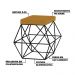 Puff Decorativo Sala de Estar Base Preto Trixie Suede Mostarda G41 - Gran Belo