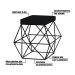Puff Decorativo Sala de Estar Base Preto Trixie Suede Preto G41 - Gran Belo