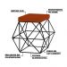 Puff Decorativo Sala de Estar Base Preto Trixie Suede Telha G41 - Gran Belo