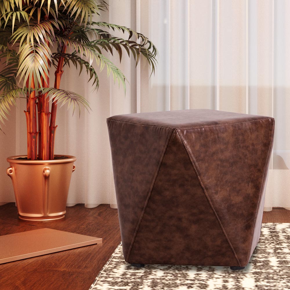 Puff Decorativo Sala de Estar Blois Pvc Marrom G15 - Gran Belo