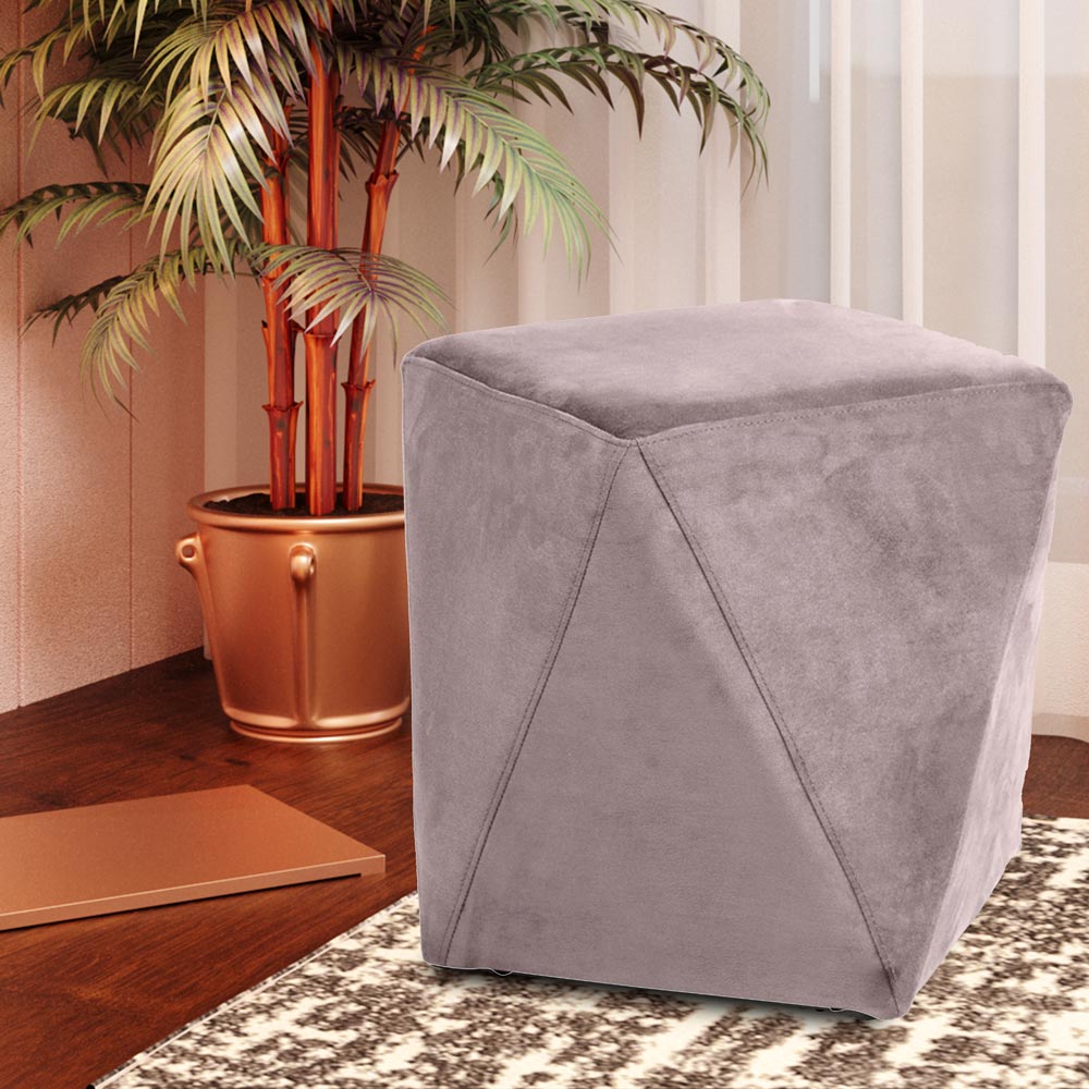 Puff Decorativo Sala de Estar Blois Veludo Rosê G15 - Gran Belo