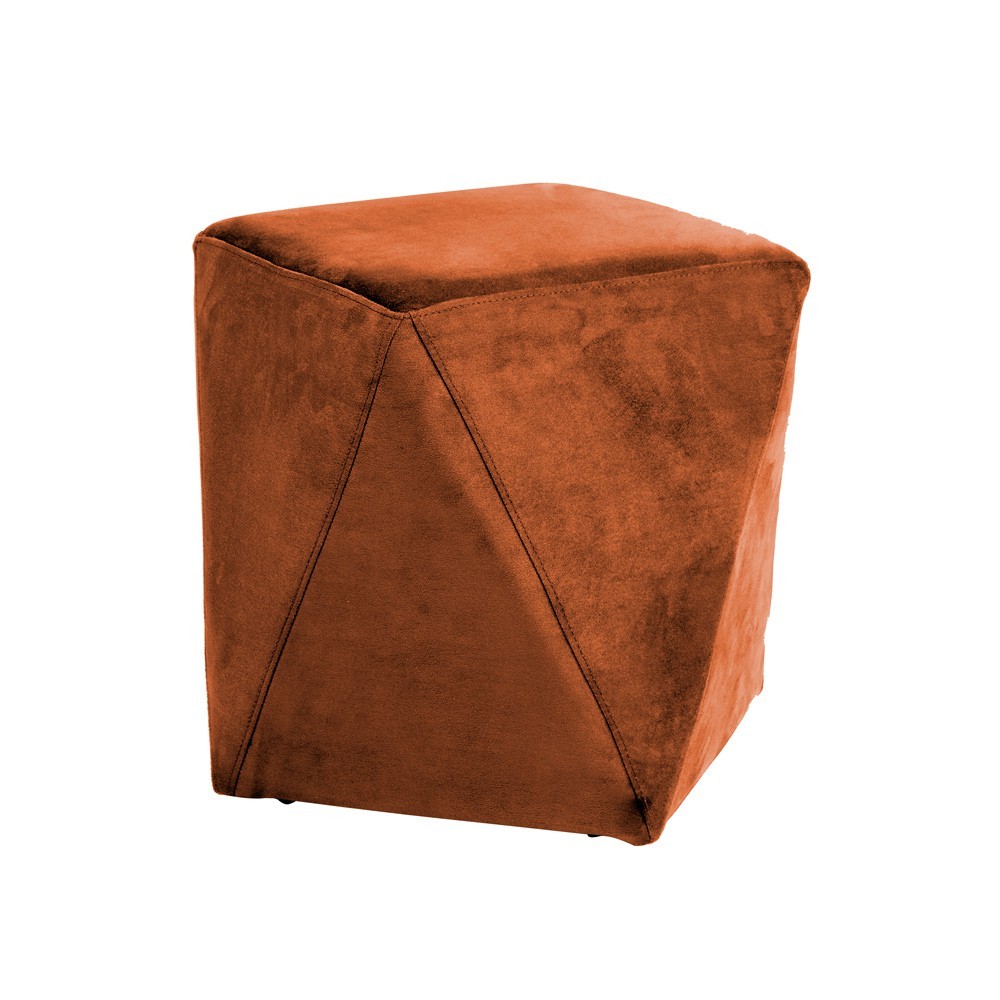 Puff Decorativo Sala de Estar Blois Veludo Telha G15 - Gran Belo