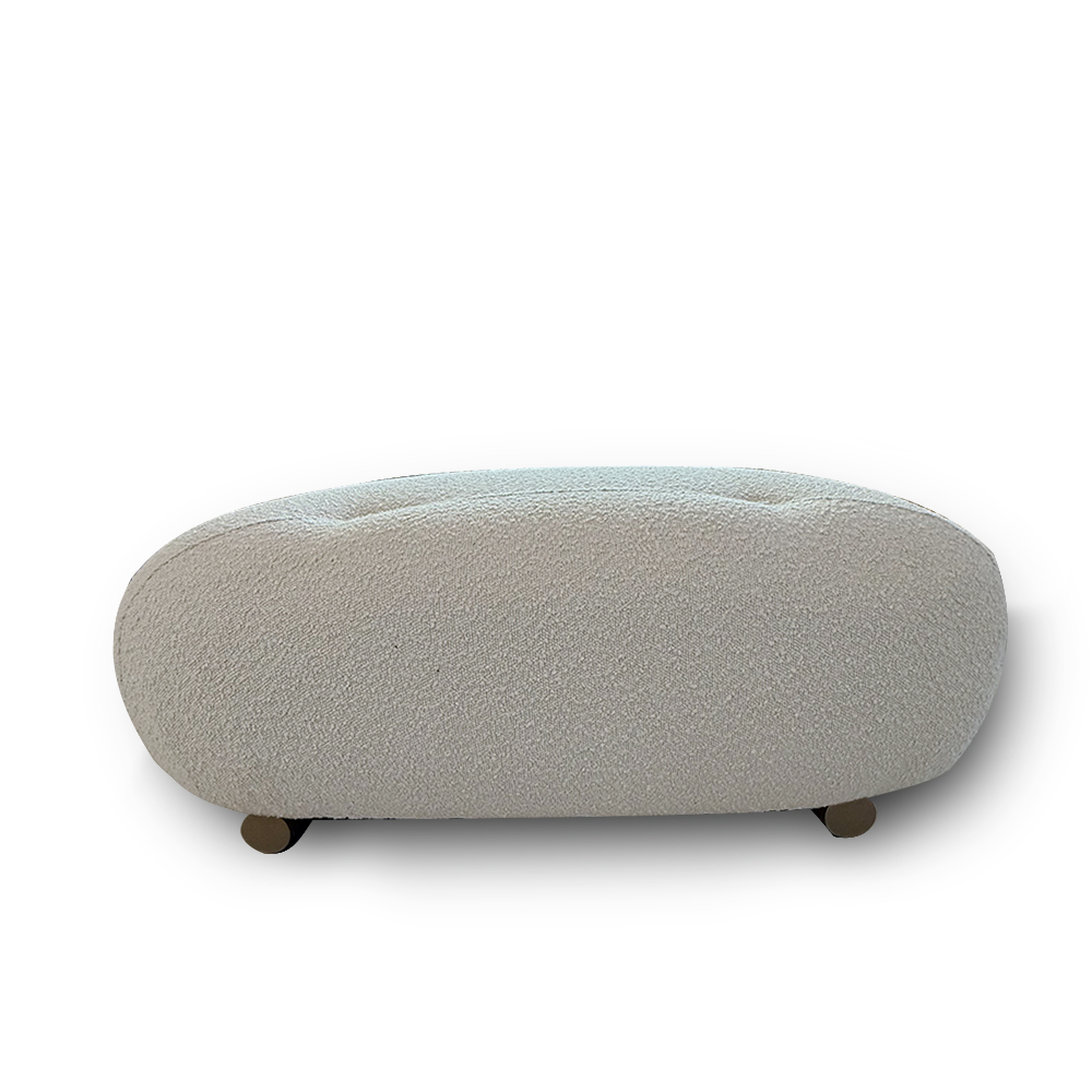 Puff Decorativo Sala de Estar Cloud Design Minimalista Pés Dourados Bouclê Off White G66 - Gran Belo