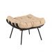 Puff Decorativo Sala de Estar Costela Base Preta Couro Bege G34 - Gran Belo