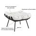Puff Decorativo Sala de Estar Costela Base Preta Couro Branco G34 - Gran Belo