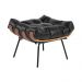 Puff Decorativo Sala de Estar Costela Couro Preto G34 - Gran Belo