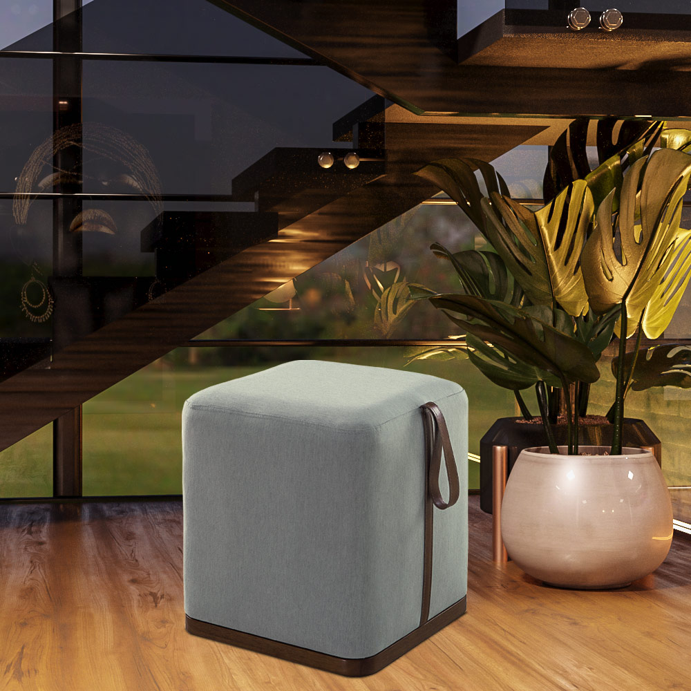 Puff Decorativo Sala de Estar Nurse Cinza Claro G55 - Gran Belo
