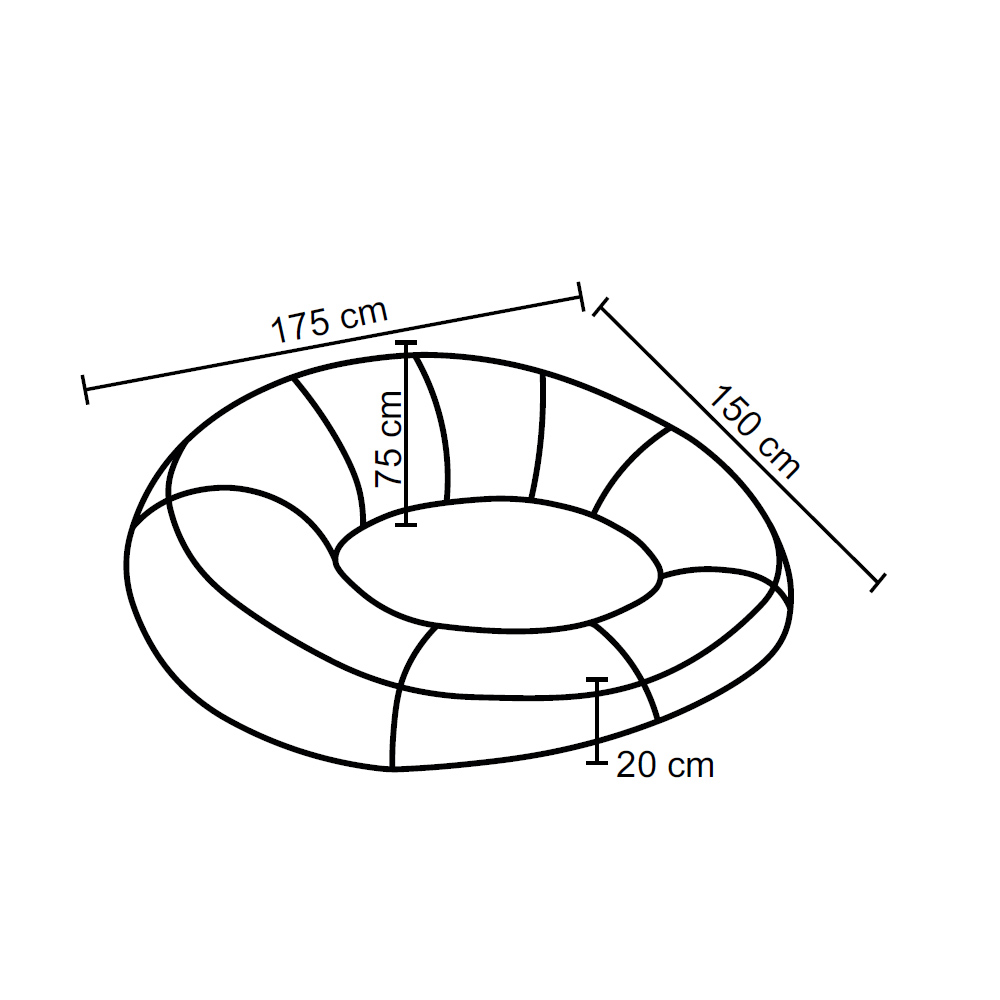 Puff Inflável Área Externa Akira 175 cm com Capa de Olefin Cinza G56 - Gran Belo