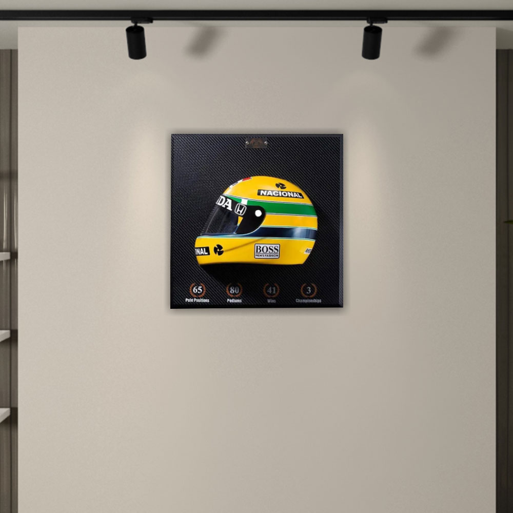 Quadro 3D Decorativo Helmet Capacete Fórmula 1 50X50 Senna 1988 G53 - Gran Belo