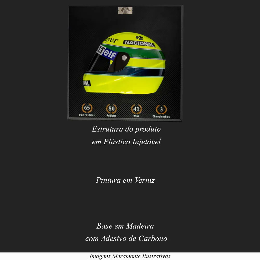 Quadro 3D Decorativo Helmet Capacete Fórmula 1 50x50 Senna 1985 G53 - Gran Belo