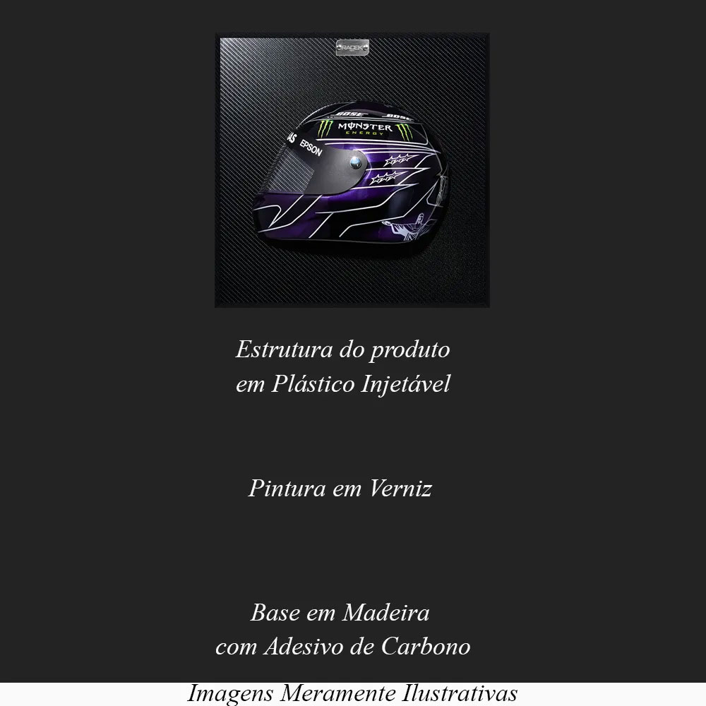 Quadro 3D Decorativo Helmet Capacete Fórumula 1 50X50 Lewis Hamilton 2019 G53 - Gran Belo