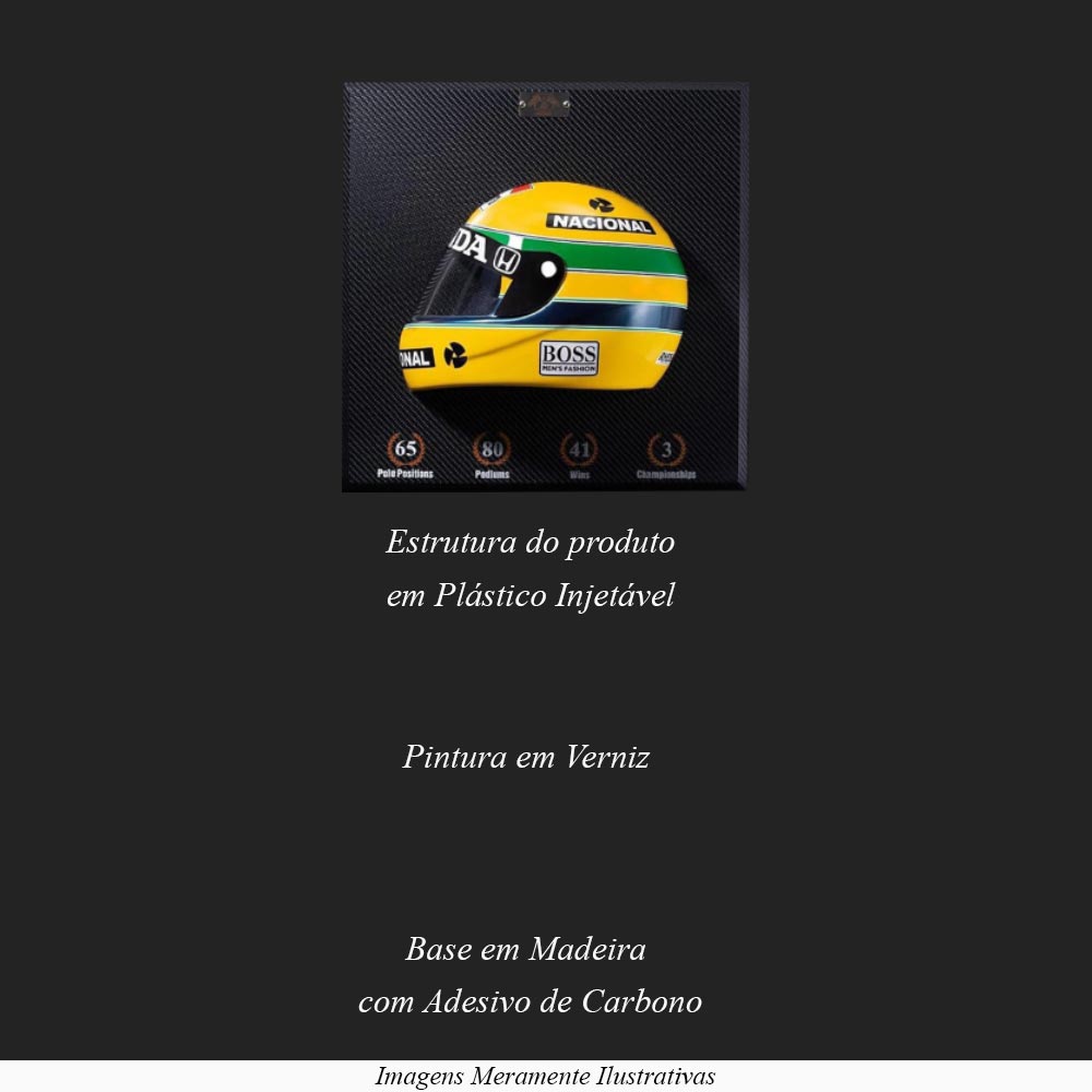 Quadro 3D Decorativo Helmet F1 SN 1988 Amarelo G53 - Gran Belo