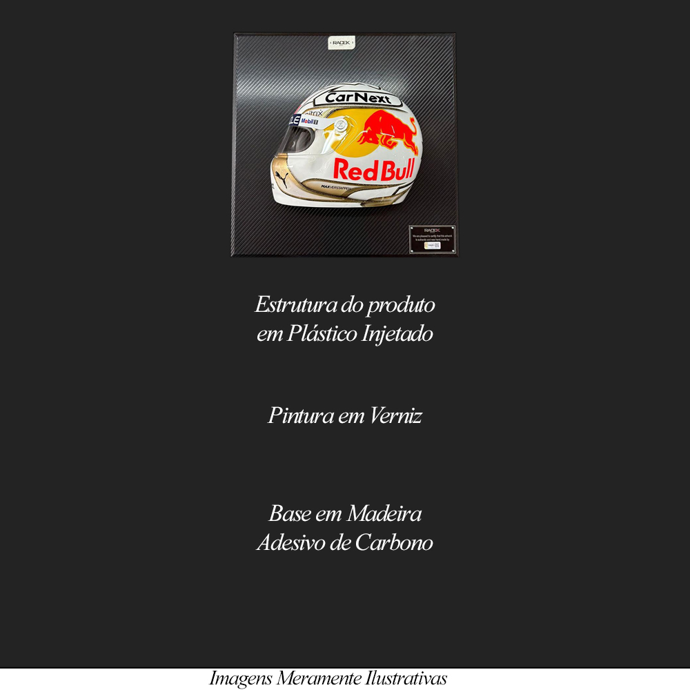 Quadro 3D Decorativo Helmet Max Verst 2022 Branco/Dourado - Gran Belo