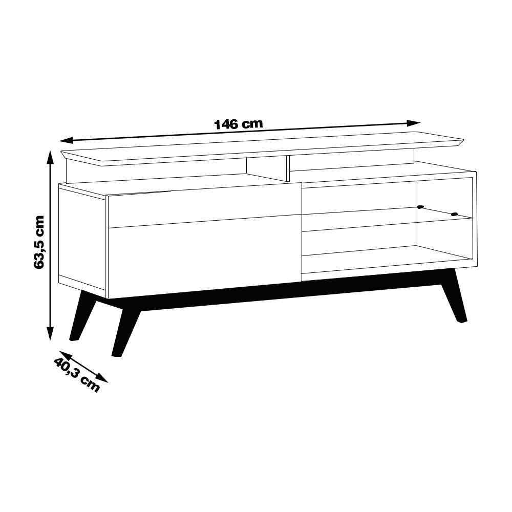 Rack Bancada 1 Gaveta com Nicho 146cm Amy Off White/Freijó G29 - Gran Belo