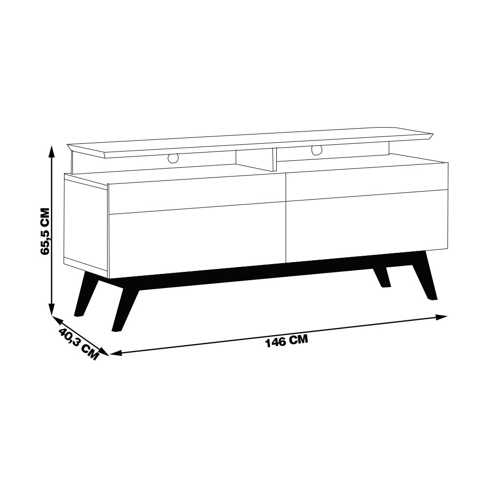 Rack Bancada 2 Gavetas com Nicho 146cm Amy Off White/Freijó G29 - Gran Belo