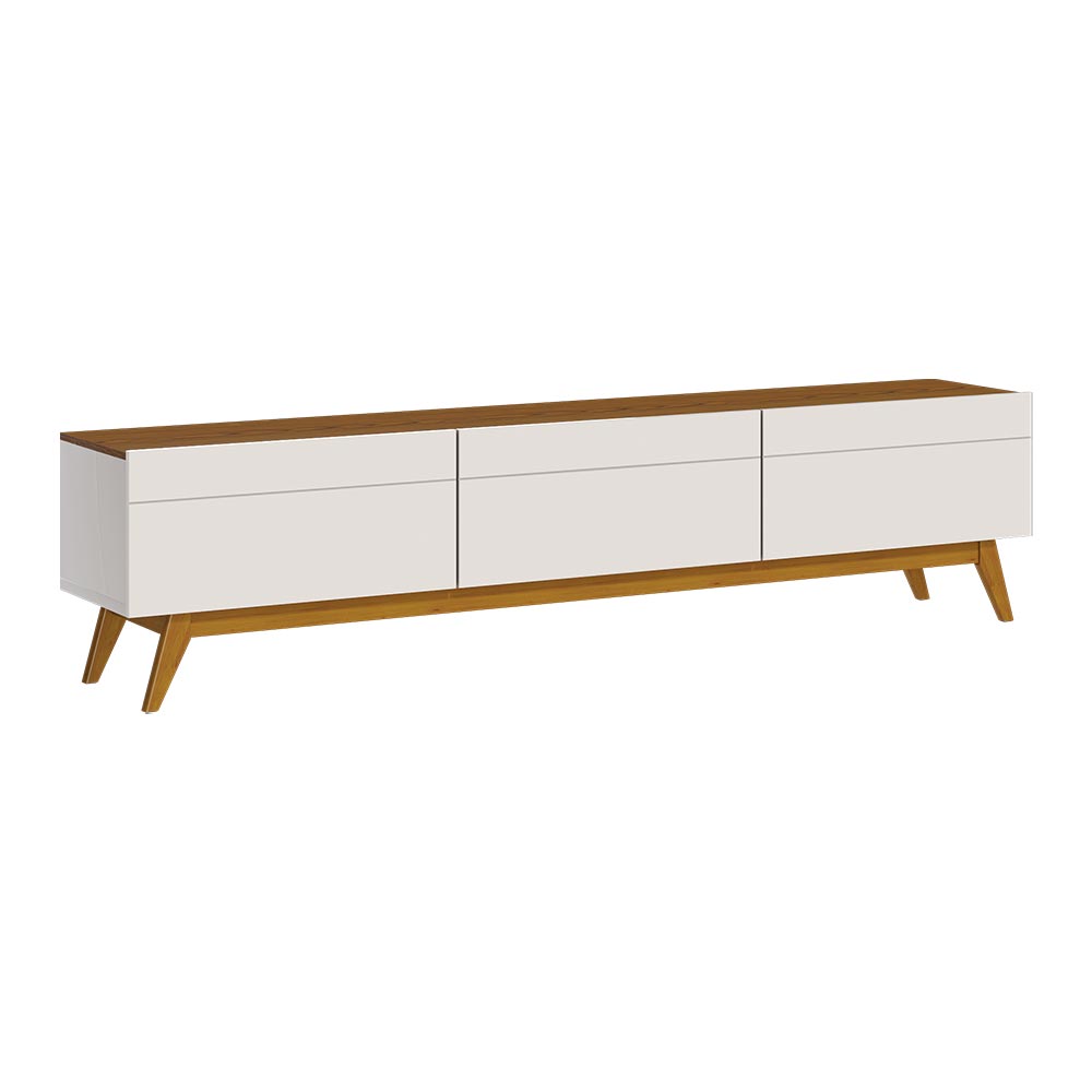 Rack Bancada 3 Gavetas 180cm Amy Off White/Freijó G29 - Gran Belo