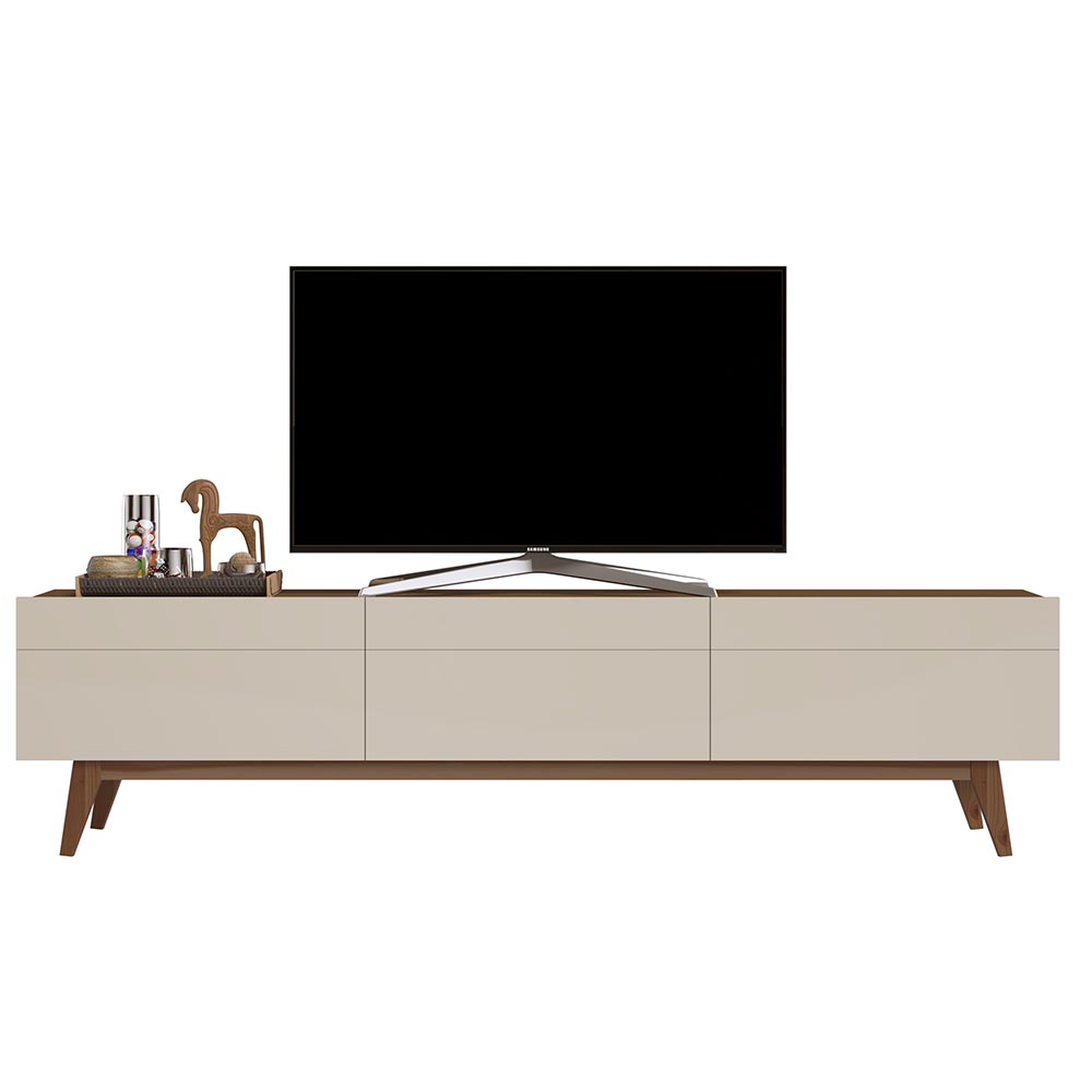 Rack Bancada 3 Gavetas 218cm Amy Off White/Freijó G29 - Gran Belo