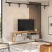 Rack Bancada Decorativo Elora MDP/MDF TV até 70 Polegadas Nichos Nature/Off White G77 - Gran Belo
