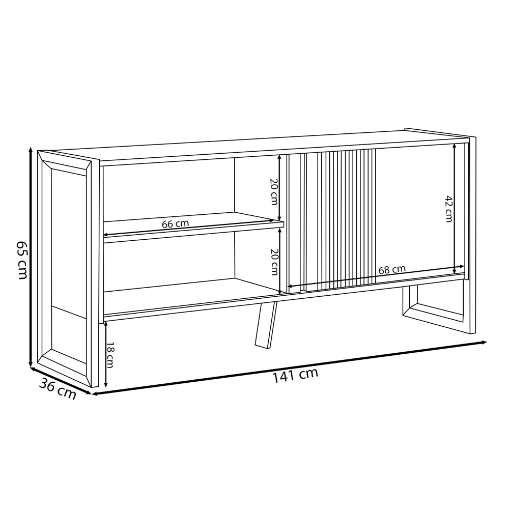 Rack Bancada Decorativo Gael MDP/MDF TV até 55 Polegadas Porta Nature/Off White G77 - Gran Belo