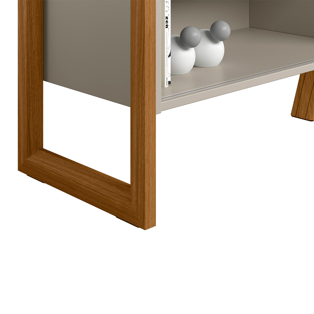 Rack Bancada Decorativo Gael MDP/MDF TV até 55 Polegadas Porta Nature/Off White G77 - Gran Belo