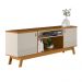 Rack Bancada Decorativo MDP/MDF TV até 75 Polegadas Portas Cronos Nature/Off White G77 - Gran Belo