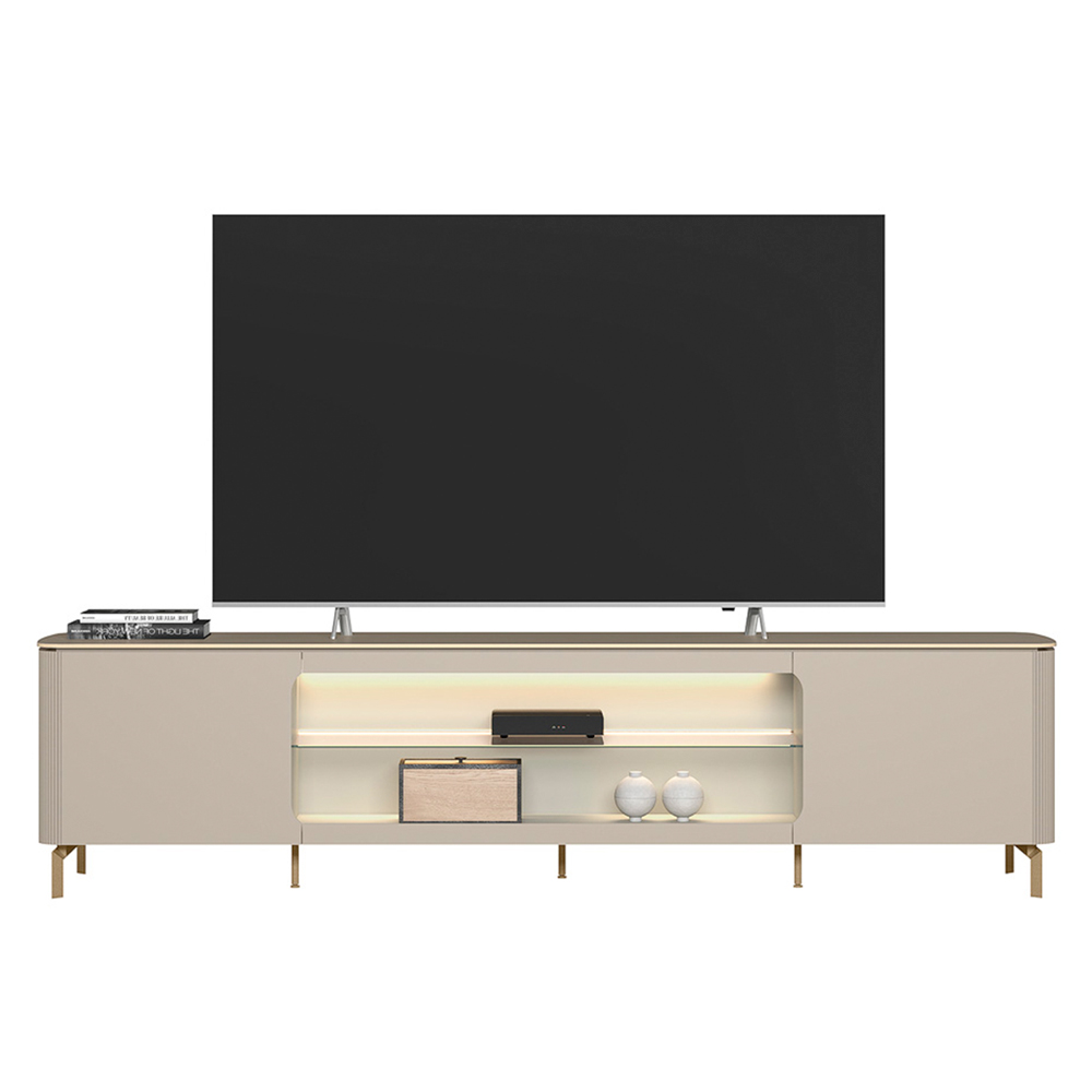 Rack Bancada Decorativo Switch MDP/MDF TV até 85 Polegadas LED Prateleiras Off White G77 - Gran Belo