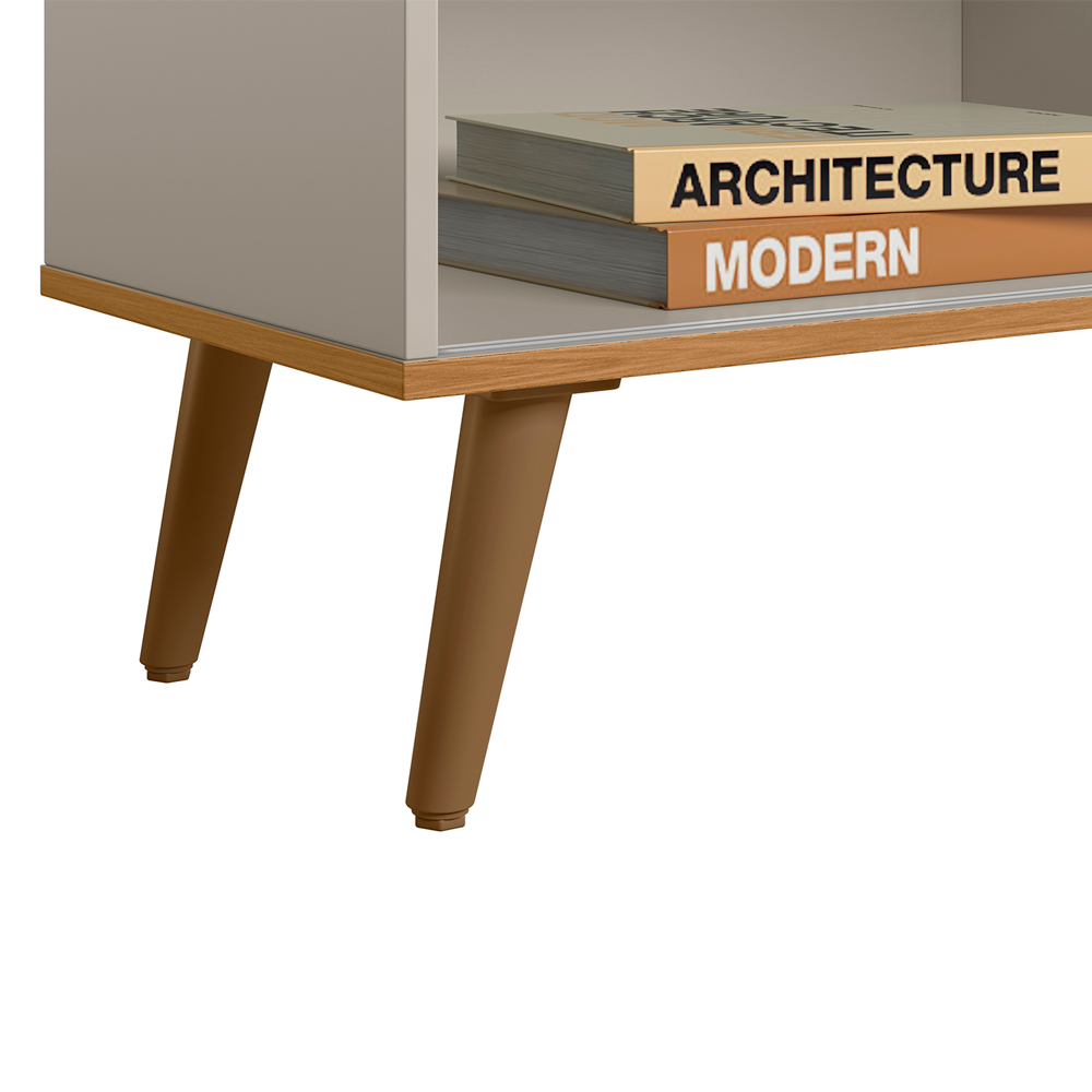 Rack Bancada Ruan MDP/MDF TV até 50 Polegadas Porta e Nichos Nature/Off White G77 - Gran Belo