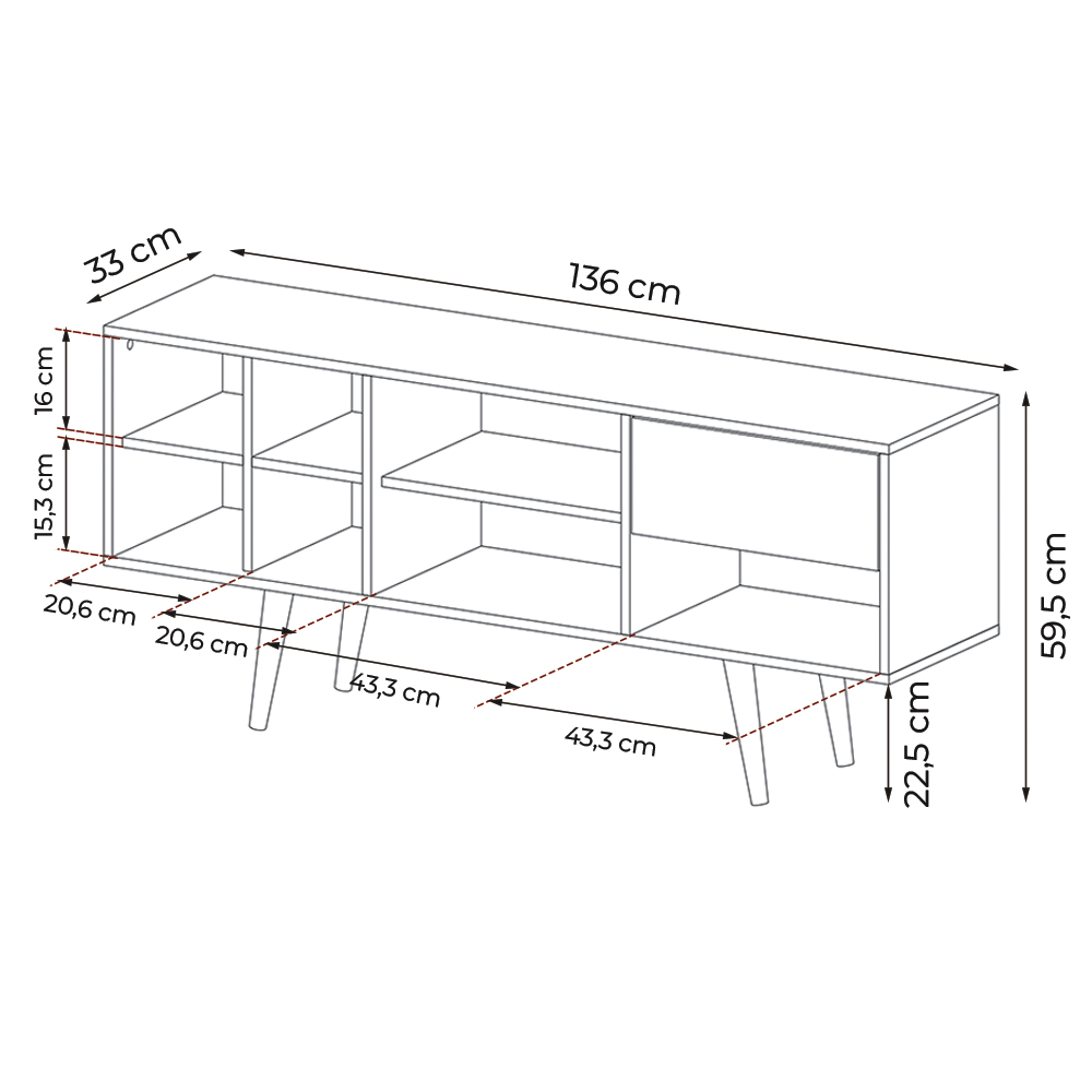 Rack Bancada para TV até 65 Sala de Estar R1462 Natural G69 - Gran Belo
