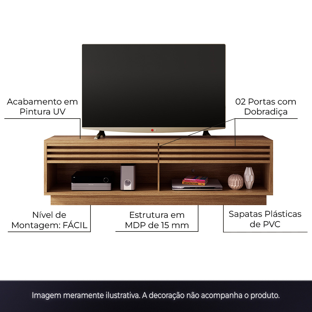 Rack Bancada para TV até 65 Sala de Estar RA2000 Natural G69 - Gran Belo