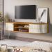 Rack Suspenso Faro Decorativo 2 Portas Deslizantes MDP até 75 Cinamomo/OffWhite G97 - Gran Belo