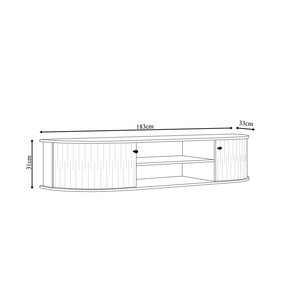 Rack Suspenso Faro Decorativo 2 Portas Deslizantes MDP até 75 Cinamomo/OffWhite G97 - Gran Belo