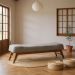 Recamier Design Contemporâneo 160cm Lionel Pés Madeira Linho Cinza/Natural G62 - Gran Belo
