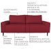 Sofá 02 Lugares Sala de Estar Recepção 200cm Brad Couro Vermelho G58 - Gran Belo