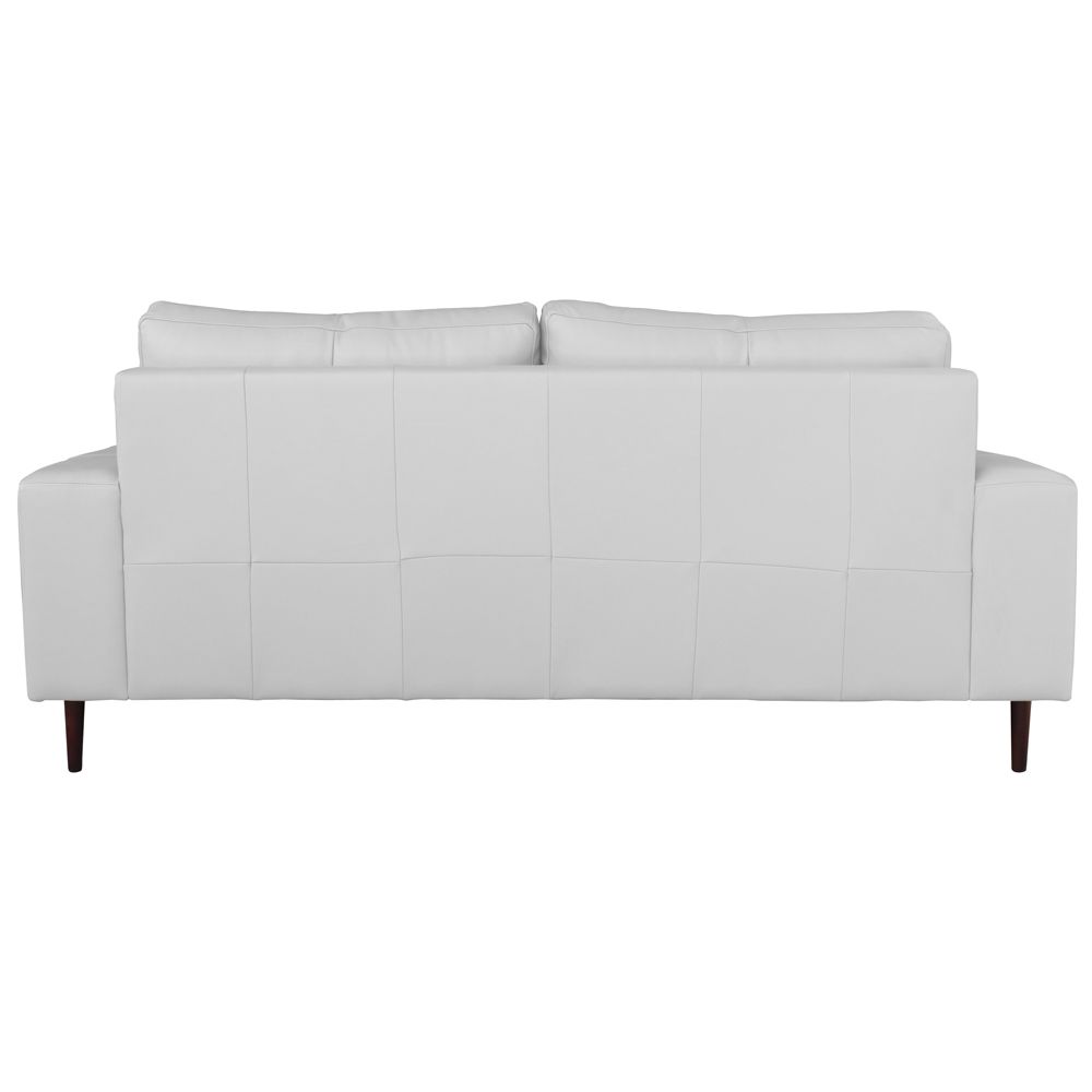 Sofá 03 Lugares Sala de Estar Recepção 220cm Bipartido Brad Couro Branco G58 - Gran Belo