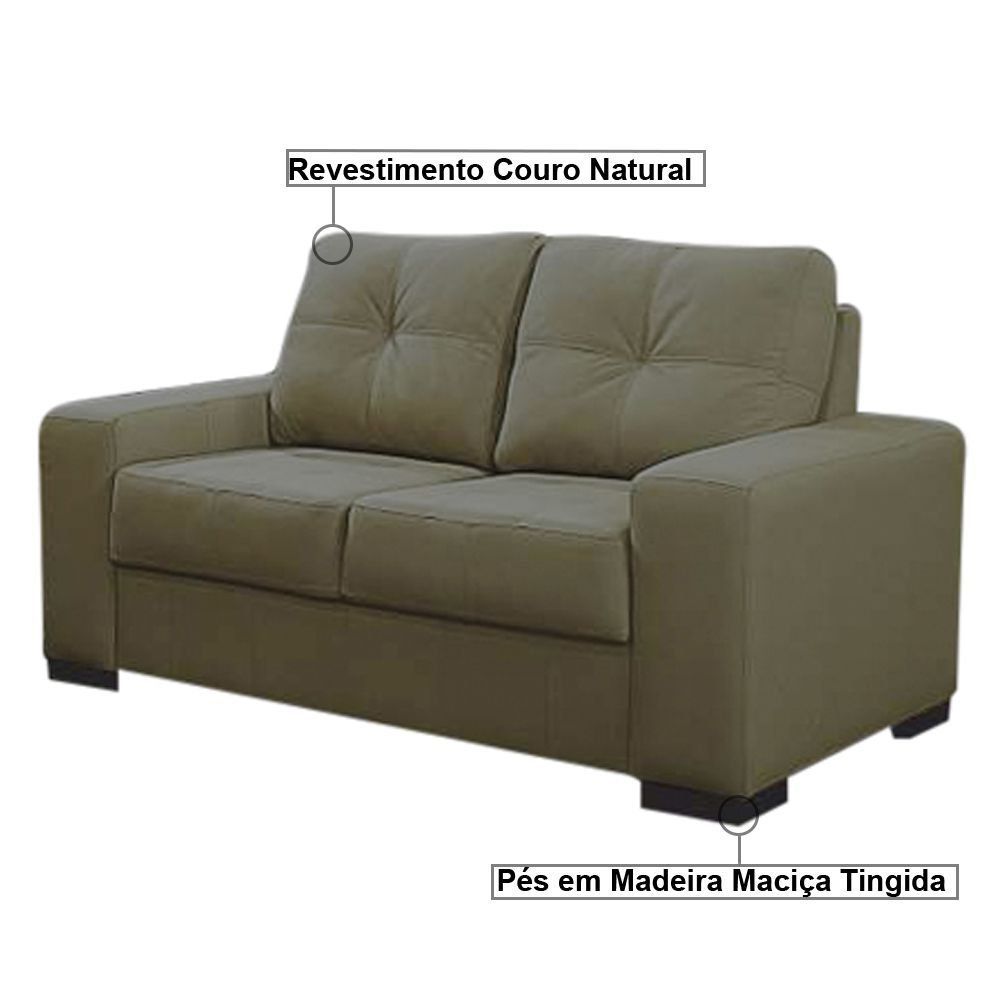Sofá 2 Lugares 150cm Turim Couro Fendi G58 - Gran Belo
