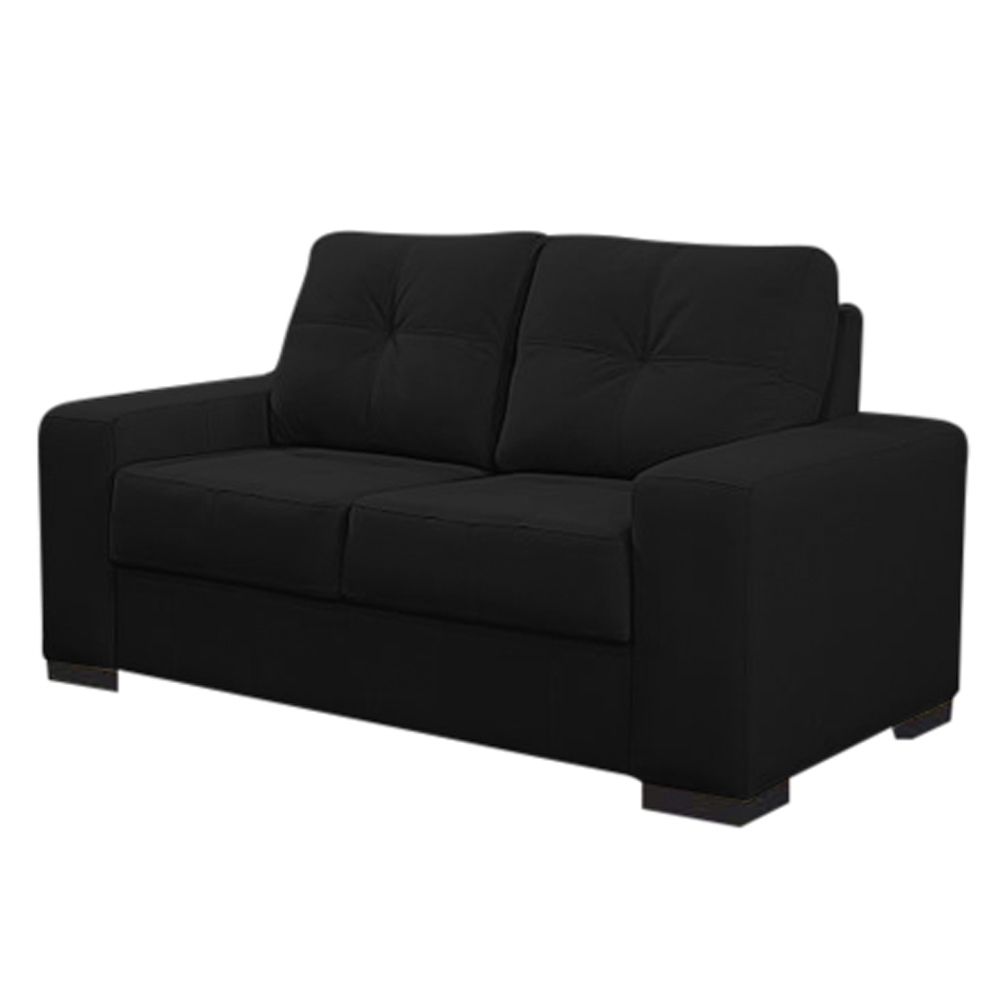 Sofá 2 Lugares 150cm Turim Couro Preto Fosco - Gran Belo