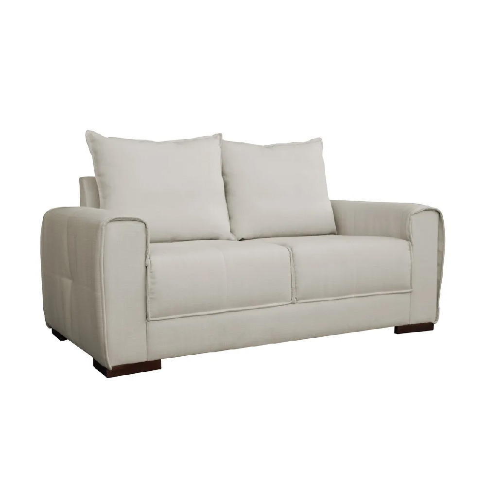 Sofá 2 Lugares 170cm Base Madeira York Linho Bege G28 - Gran Belo