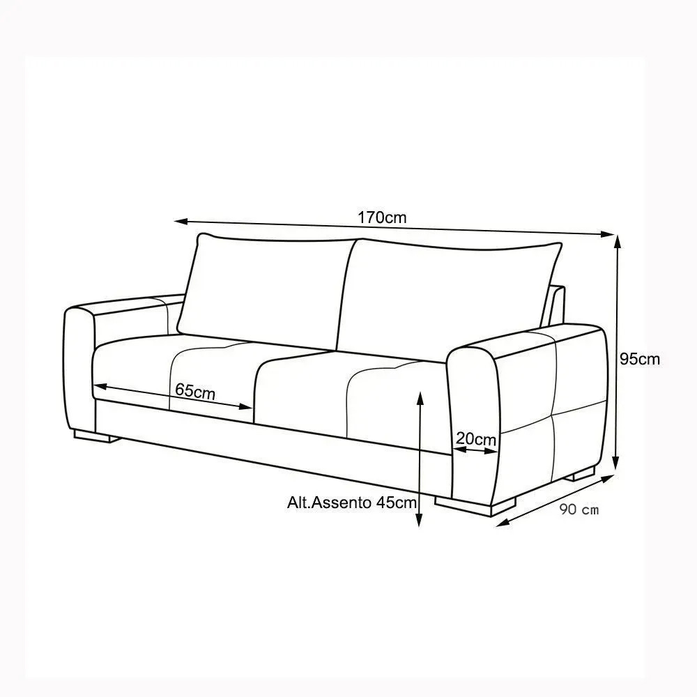 Sofá 2 Lugares 170cm Base Madeira York Linho Bege G28 - Gran Belo