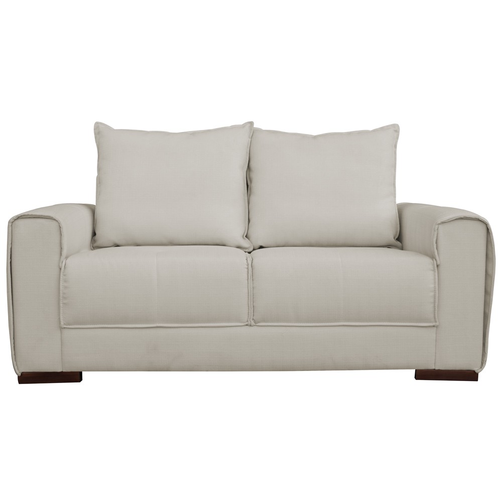 Sofá 2 Lugares 170cm Base Madeira York Linho Bege G28 - Gran Belo