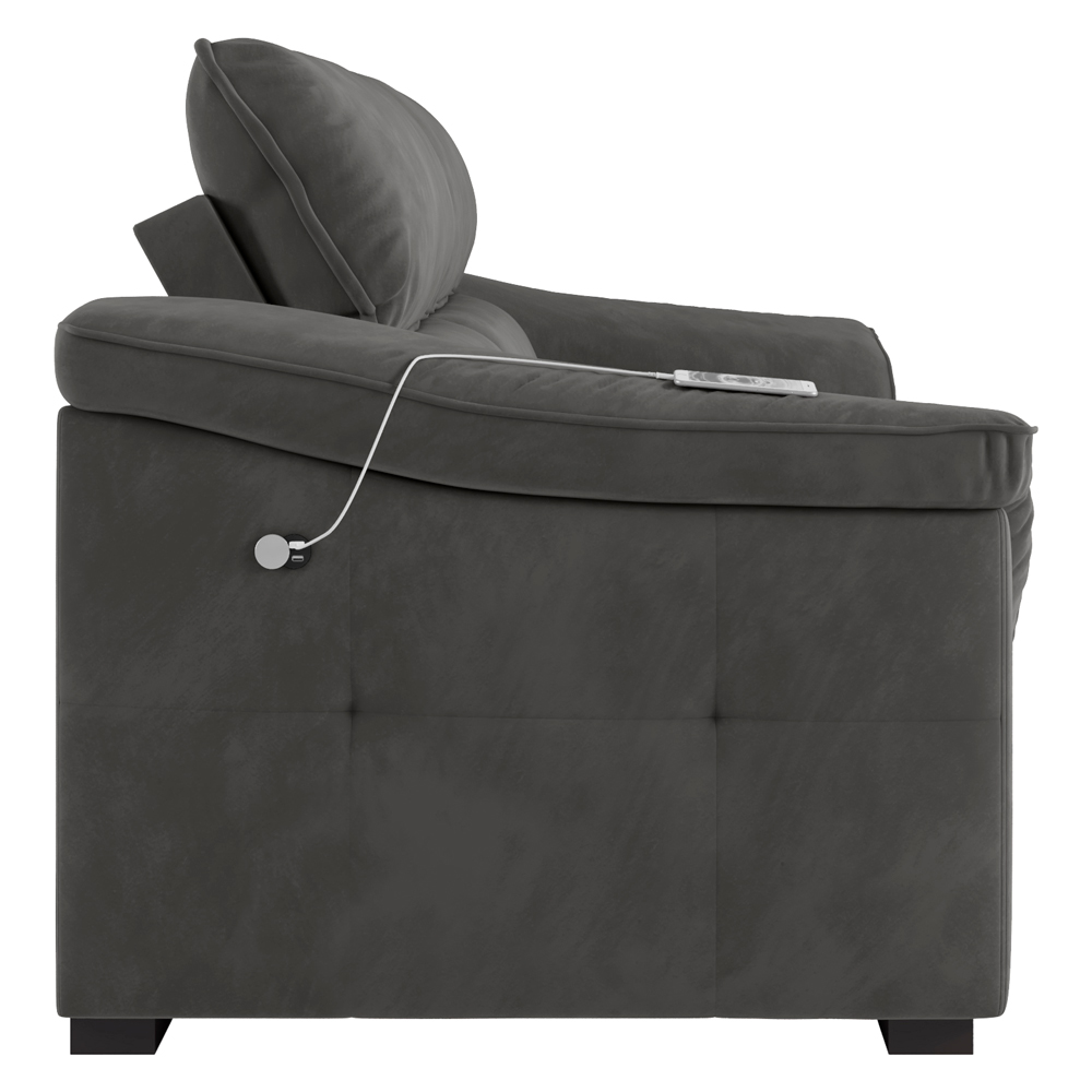 Sofá 2 Lugares 219cm Retrátil e Reclinável Com USB Next Veludo Grafite G46 - Gran Belo