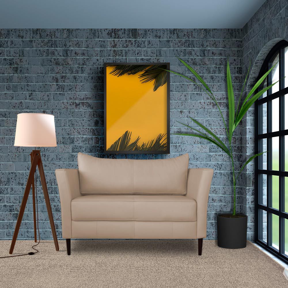 Sofá 2 Lugares Decorativo Sala de Estar 120cm Pés Palito Lubbock Couro Bege G58 - Gran Belo