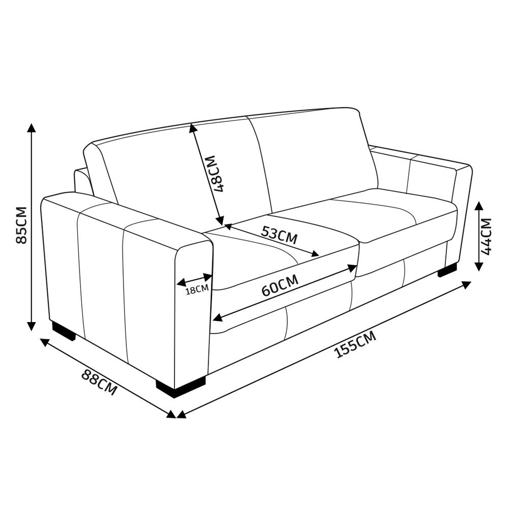 Sofá 2 Lugares Estocolmo 155cm Couro Chocolate G03 - Gran Belo