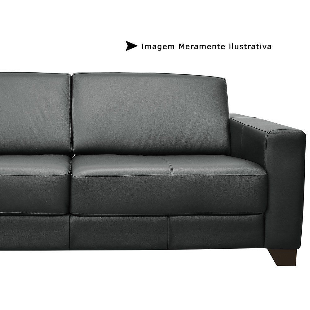 Sofá 2 Lugares Estocolmo 155cm Couro Negro - Gran Belo