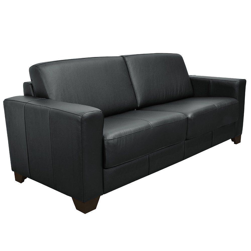 Sofá 2 Lugares Estocolmo 155cm Couro Negro - Gran Belo