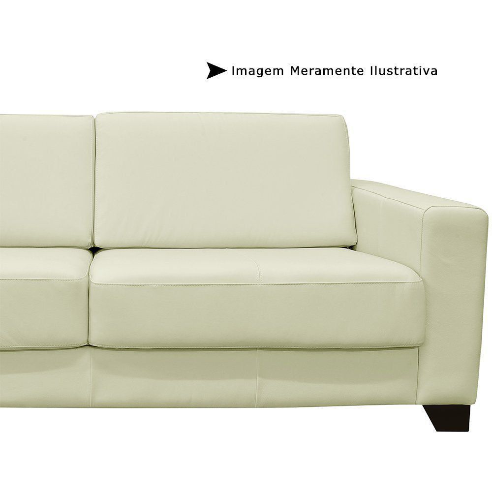 Sofá 2 Lugares Estocolmo 155cm Couro Off White G03 - Gran Belo