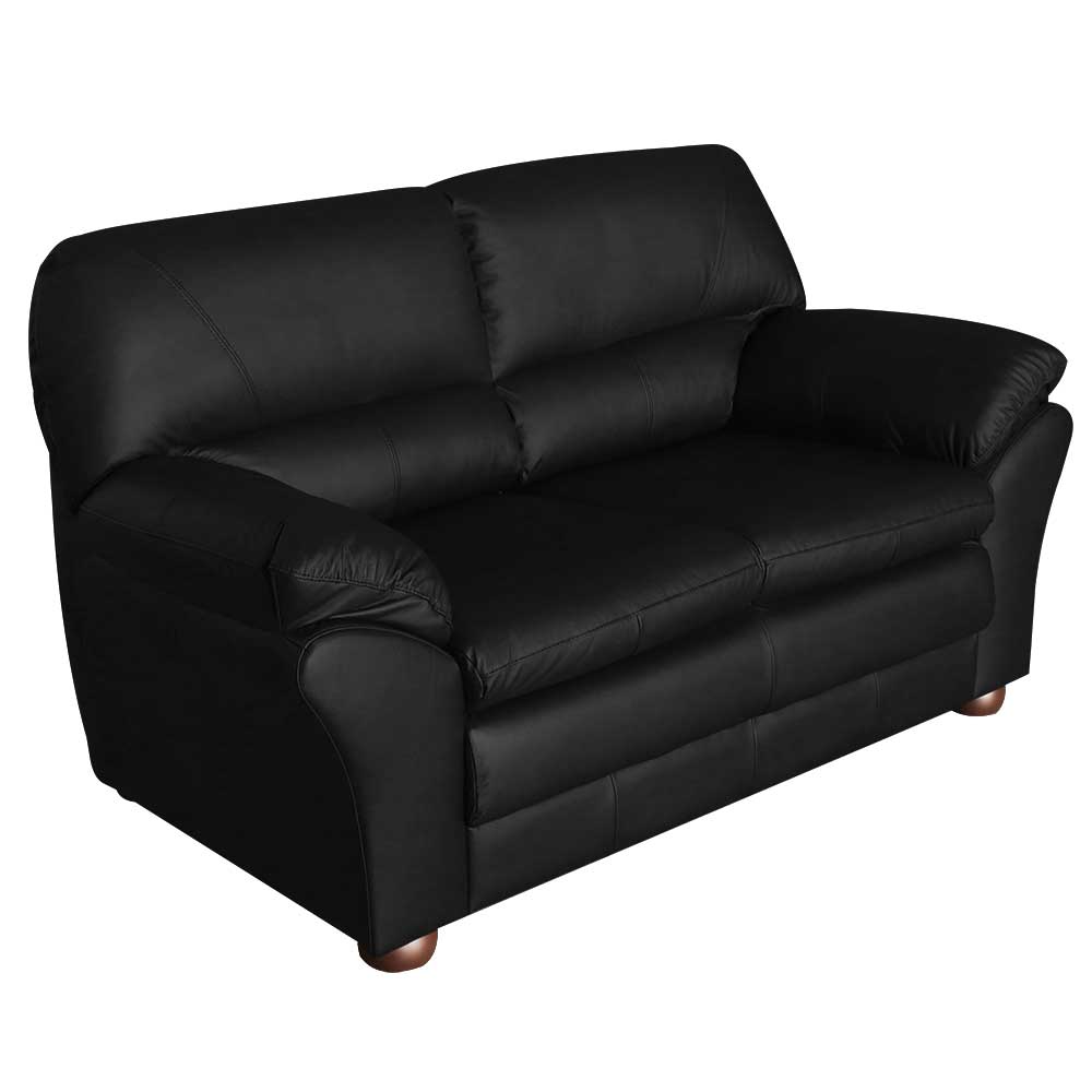Sofá 2 Lugares Laura 160cm Couro Negro G03 - Gran Belo