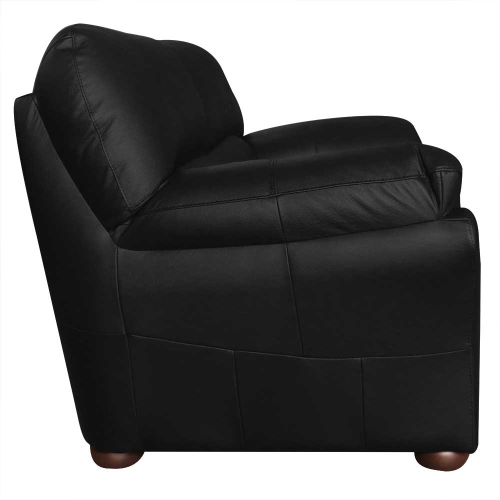 Sofá 2 Lugares Laura 160cm Couro Negro G03 - Gran Belo