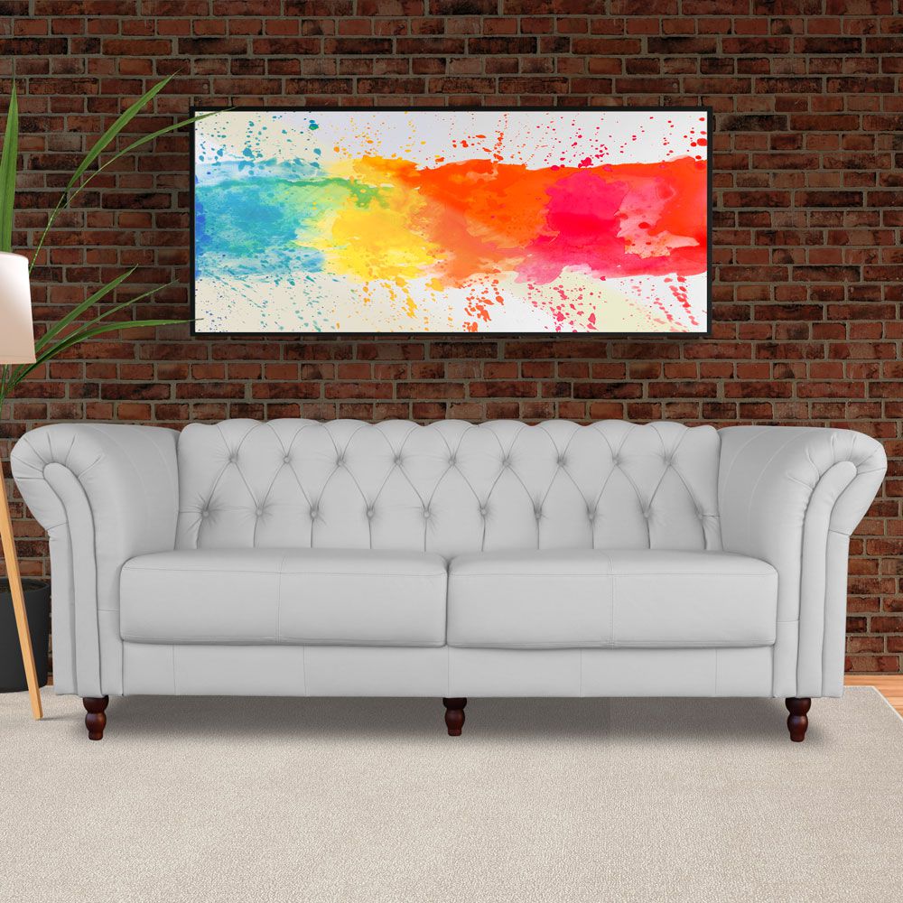 Sofá 2 Lugares Maggiore 180cm Couro Branco G58 - Gran Belo