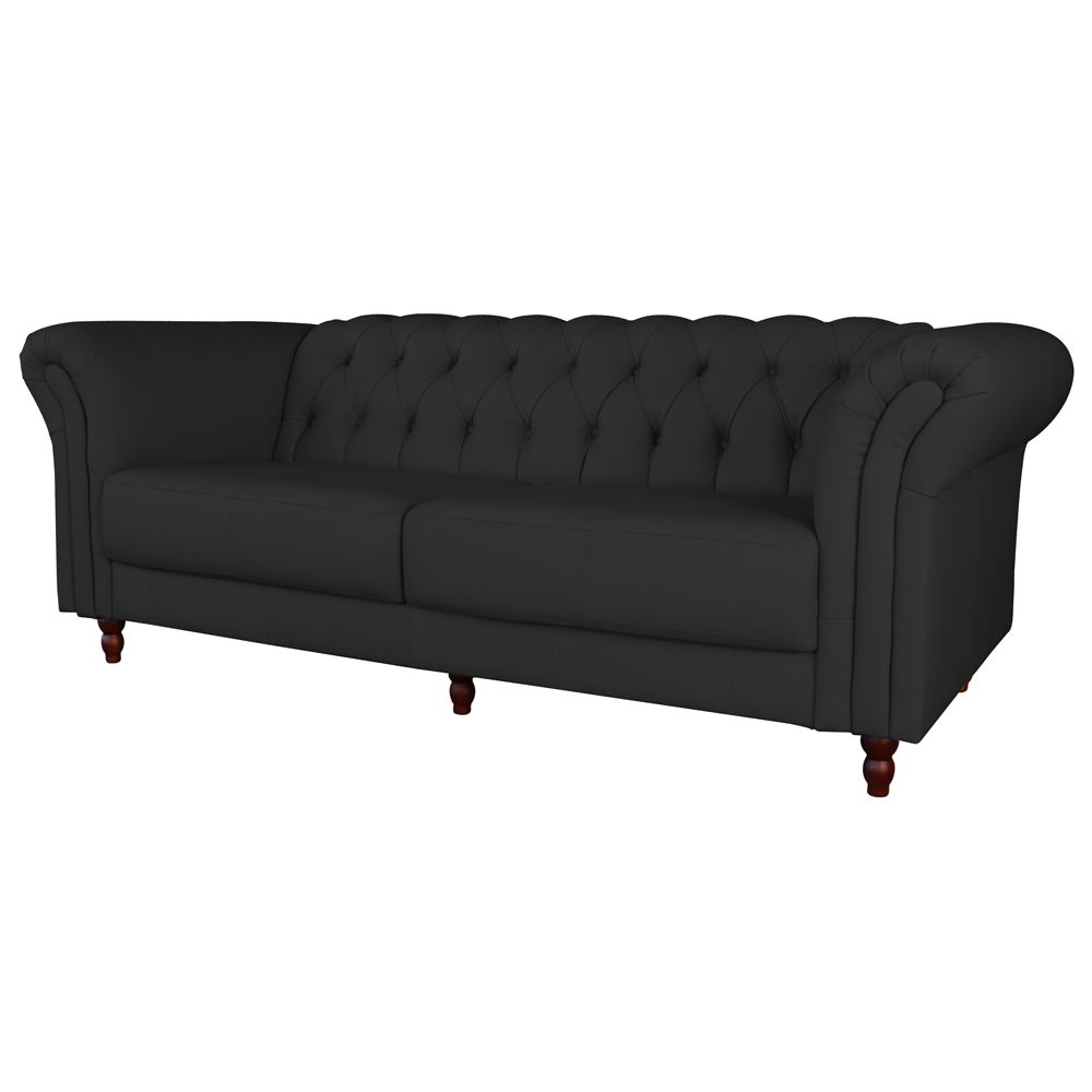 Sofá 2 Lugares Maggiore 180cm Couro Preto G58 - Gran Belo